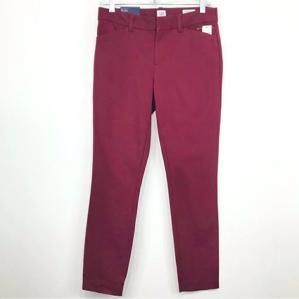 GAP Signature Burgundy Skinny Ankle Classic Pants NEW